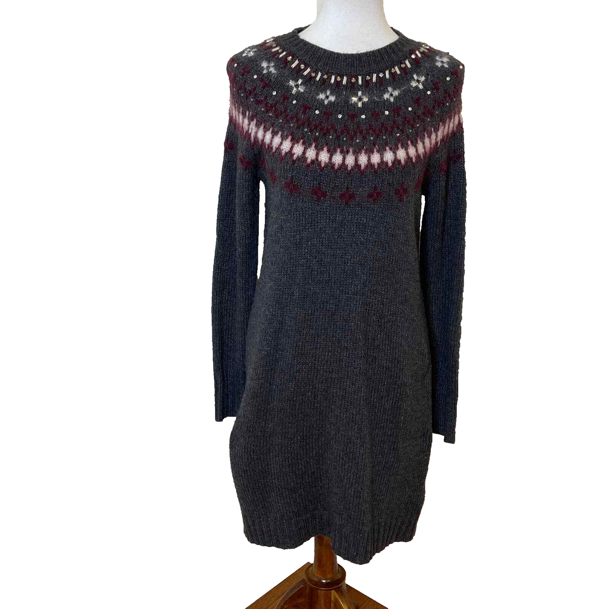 J. Crew Gray Jewel Embellished Fair Isle Sweater Dress Wool Blend Size Small | eBay J. Crew Gray Jewel Embellished Fair Isle Sweater Dress Wool Blend Size Small | eBay