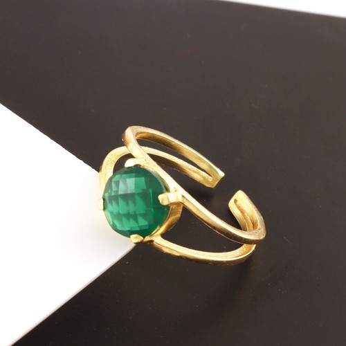 Double Layer Hydro Quartz Gemstone Ring Gold Plated Prong Set Adjustable Rings - Picture 21 of 25