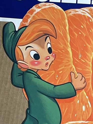 1960's DISNEY Sunkist Elf Orange advertising Sign 15x16" - Picture 2 of 3