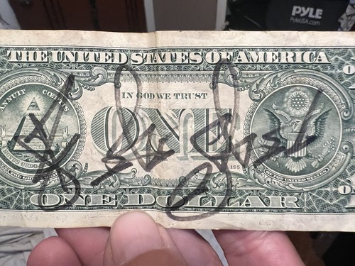 Type O Negative Peter Steele Signed Dollar Bill  ‘97 October Rust Tour - Picture 1 of 2