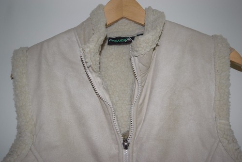 Avalache Womens Ladies Faux Shearling Fleece Zip Vest Jacket Beige Pockets S 4 6 - Picture 3 of 4