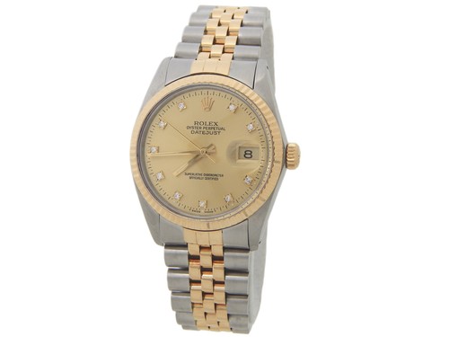 Rolex Two-Tone 18K Gold/Stainless Steel 16013 Datejust Champagne FACTORY Diamond - Picture 2 of 7