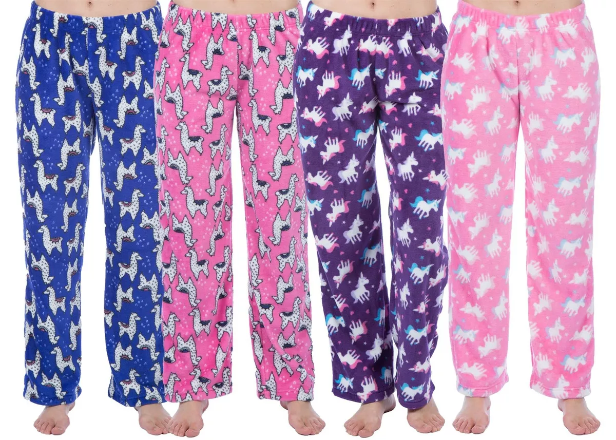 Fleece Lounge Pants Pyjama Bottoms Girls Soft Warm Pjs Unicorn