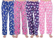 Girls Fleece Lounge Pants Kids Pyjama Bottoms Soft Warm PJs Unicorn Llama