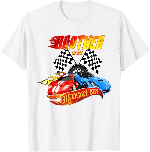 Brother Of The Birthday Boy Race Car Birthday Party Racing T-Shirt - Picture 7 of 11