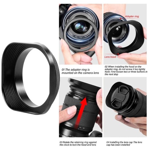 Camera Lens Hood Shade, 62mm Square Screw In Designs for Clearer Imaging - Picture 2 of 8