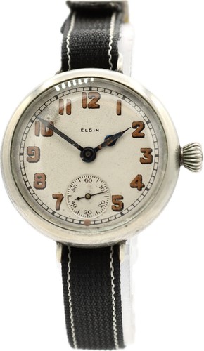 Vintage 32 mm 1918 Elgin 1. Weltkrieg Trench Militär Herren mechanische Armbanduhr 462 USA