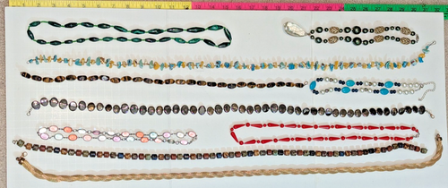 Vtg Fashion Jewelry Necklaces Green/Brown Stone, Glass, Gold Mesh, Red, Pastels - Picture 11 of 11