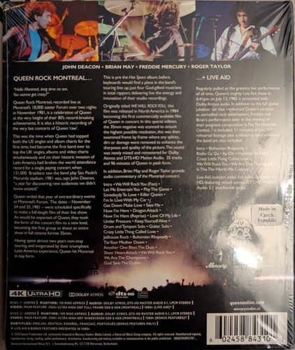 Queen: Rock Montreal/Live Aid 4k UHD Blu-ray (2024) 2 Discs Brand New, Sealed - Picture 2 of 2