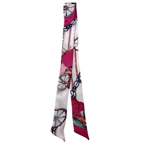 Silk Slim Scarf Retro Equestrian Print Deep Pink Versatile Hairband Bag Neck (15 - Bild 4 von 8