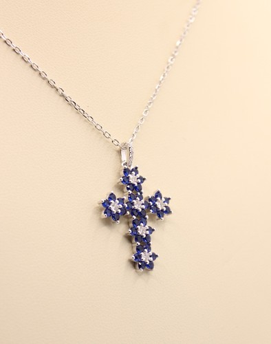 CROCE ARGENTO DONNA INCASTRO FIORE ZIRCONI COLORATI MM 20X27 MM 2 EXPLOIT - Picture 20 of 21