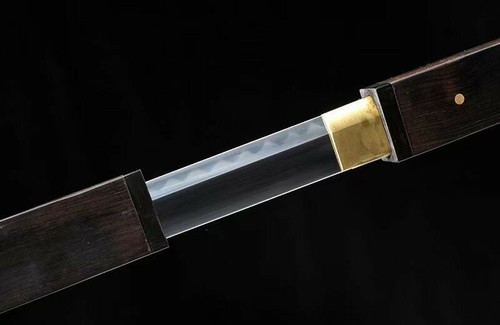 High Quality 1095 steel Clay tempered Japanese Ninja Sword Square Ebony Saya - Picture 9 of 10