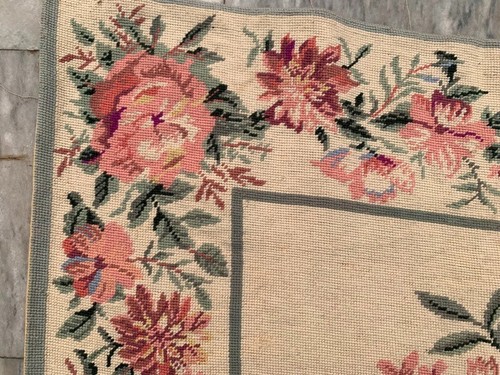 Alfombra vintage francesa Aubusson hecha a mano a punta de aguja alfombra floral decoración del hogar 144X88 cm - Imagen 7 de 11