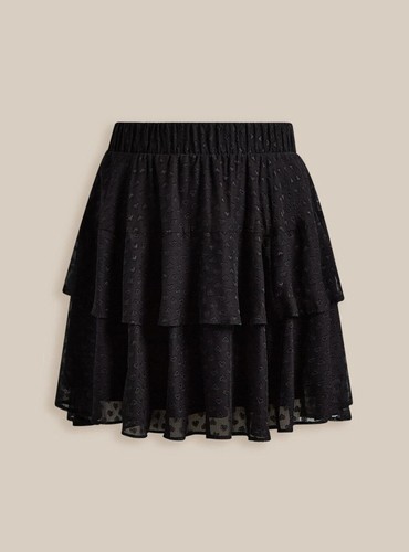 Torrid Größe 2 (2X) schwarz Mini Clip Punkte Ösen Herz Stufenrock komplett gefüttert - Bild 4 von 11