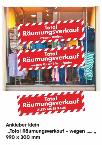 Ankleber, Aufkleber, Räumungsverkauf, Geschäftsaufgabe, Umbau, Alles muss raus - Bild 1 von 6