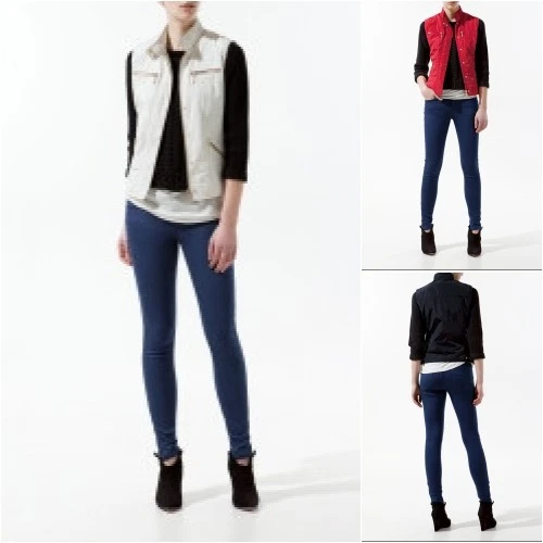 OFF WHITE Cappotto vita gilet trapuntato Zara Piped bianco rosso e blu (navy) taglia L