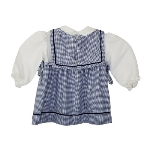 Nannette Baby Girl 24 Month Vintage White Blue Gingham Collared Dress - Picture 6 of 9