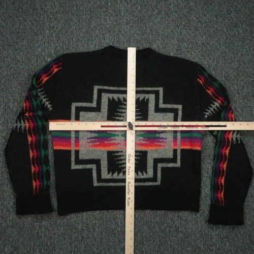 Pendleton Sweater Mens Medium Black Southwestern Aztec Wool Western Pullover USA - Picture 5 of 8
