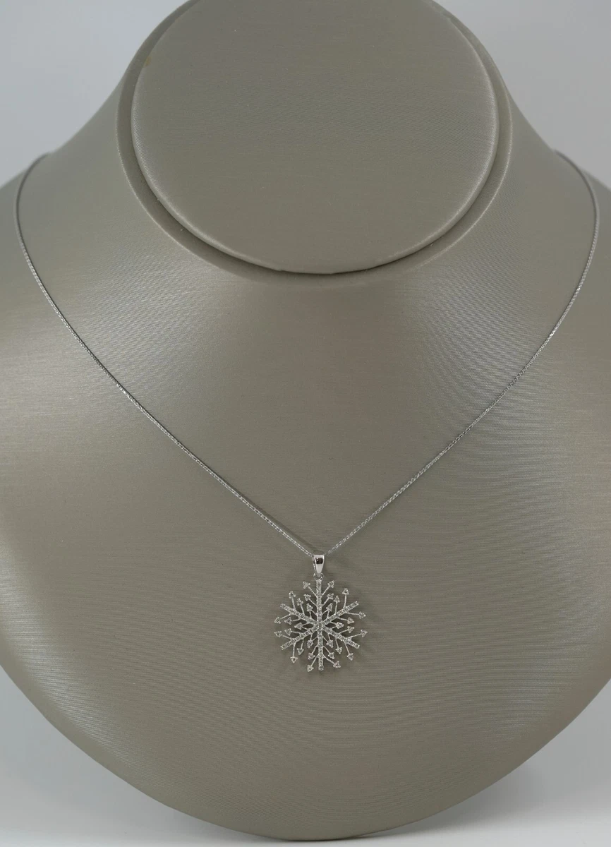 Dazzlingrock Snowflake Diamond Pendant – 0.15cttw Round White Diamonds, Sterling Silver, 18" Chain - View #12
