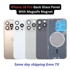 For iPhone 16/16 Pro Max Plus Back Glass Replacement Rear Frame Cover w/Magnet