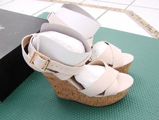 Justfab Just Fab Womens Lexa Open Toe Ankle Strap Buckle Wedge Size 8 natural