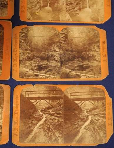 12 Vtg Antique Stereoview Photos Watkins Glen NY Gorge Water Falls by J.D. Hope - 第 4/8 張圖片