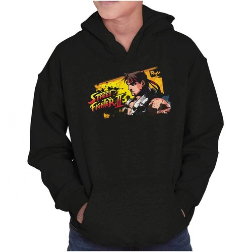 Street Fighter 2 Video Game Ryu Paint Drip Youth Hooded Sweatshirt Boy or Girl - Picture 7 of 7