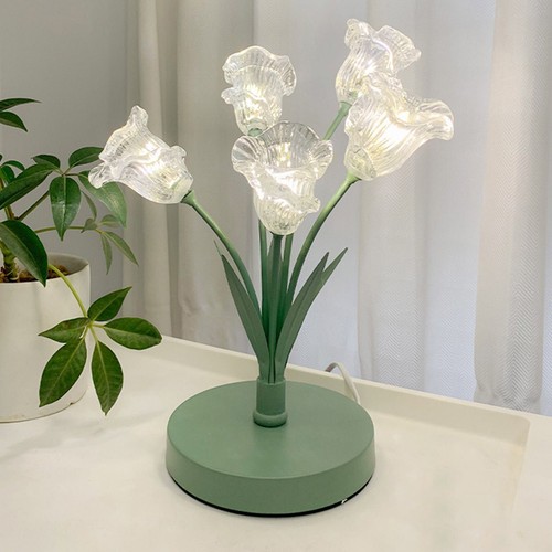 Floral Glass Lamp – Decorative LED Table Light for Bedroom, Living Room, Office - Picture 3 of 9