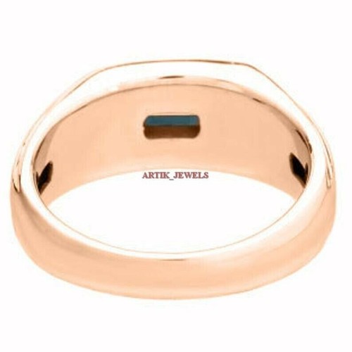 Natural London Blue Topaz with 14K Rose Gold Plated Silver Ring For Men's 476 - Picture 11 of 12