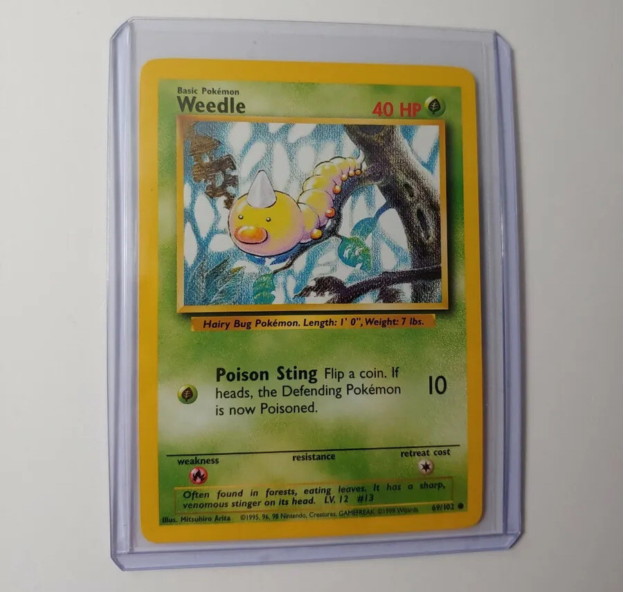 1995 weedle pokemon card Weedle 69/102 Pokemon Card Base Set Unlimited Vintage WOTC LP-NM