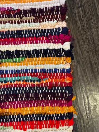 FLUFFY RAG RUG Multicolour FIRESIDE BEDSIDE RUGS SHAGGY HAND WOVEN MAT RECYCLED - Picture 11 of 18