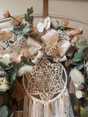 Taylormadecustombows oval Bohemium Dream Catcher grapevine wreath 32x21x8" - Picture 3 of 11