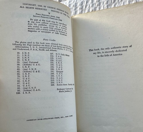 VTG The Babe Ruth Story Considine 1949 2nd Printing Damaged - Picture 7 of 10