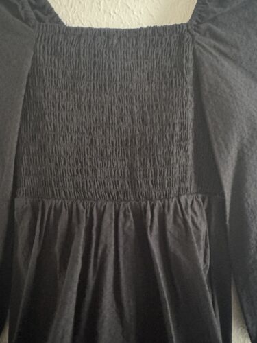 Copper key Girl's Dress Smocked Puff long Sleeve Square Neck black mini Dress - Picture 5 of 10