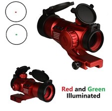 Red and Green Illuminate Dot Sight Cantilever Weaver Picatinny Mount Red Finish