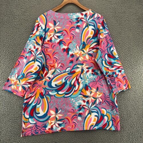 Top túnica elástica Talbots para mujer 1X Plus multicolor con encaje floral manga 3/4 - Imagen 3 de 11