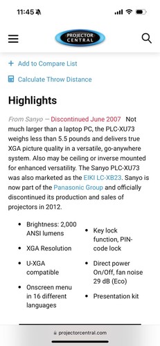 Sanyo PLC-XU73 Projector - Picture 11 of 15