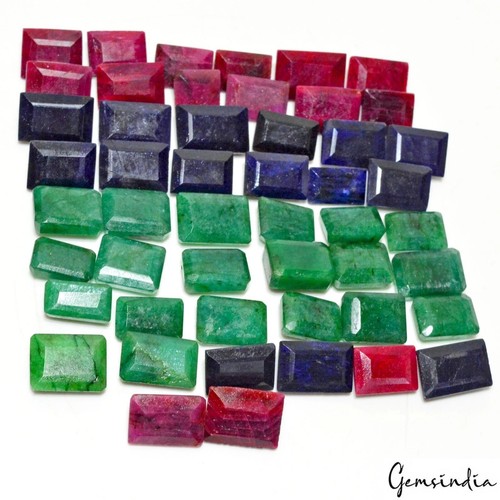 Lotto pietre preziose sfuse taglio sfaccettato misto zaffiro rubino smeraldo originali 500 ct/50 pezzi - Foto 6 di 7