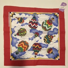 Vintage 21.5" Wamcraft Bandana USA Cotton Blend Hot Air Balloons Colorful NWT