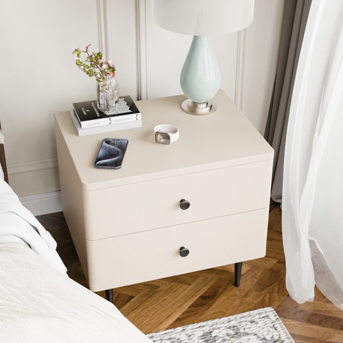 Modern Wooden Nightstand Bedside Table Bedroom End Side Desk Table w/ 2 Drawers - Picture 12 of 15