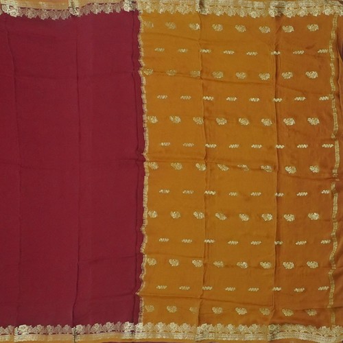 Saris vintage borgoña 100 % pura seda crepé Mysore tela tejida Zari 5YD - Imagen 4 de 6