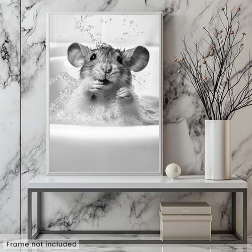 Ratón en bañera - Lindo baño divertido - Póster - Imagen 2 de 5