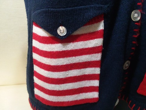 Carolina Colours Plus patriotischer Kurzarm Pullover Knöpfe Taschen Größe 14/16 - Bild 5 von 9