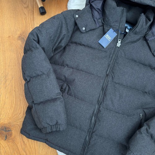 Polo Ralph Lauren Decker Down Jacket Puffer Dark Grey Hooded Mens Shield size XL - Picture 14 of 24