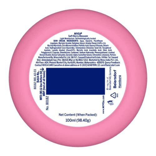 NIVEA Soft Light Moisturizer Berry Blossom 100 ml Non Greasy Cream Free Ship - Picture 5 of 6