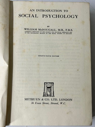 Vintage 1948 Social Psychology William McDougall Hardcover Methuen Textbook - Foto 4 di 7