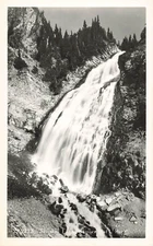 Postcard Washington: Sluiskin Falls, Rainier National Park, RPPC Real Photo