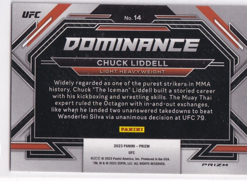 Panini UFC Prizm 2023 No. 14 Chuck Liddell Dominance Disco Prizm - 第 2/2 張圖片