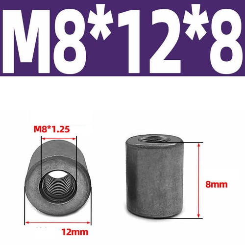 M8-M20 Threaded Sleeve Rod Bar Stud Round Connector Nut A3 carbon steel Nuts - Picture 17 of 182