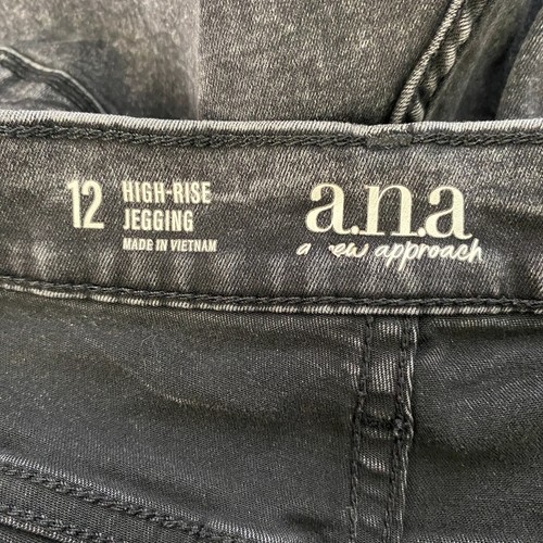 ana Jeans Womens 12 Black High Rise Jegging Stretch Acid Wash Denim - Picture 8 of 14